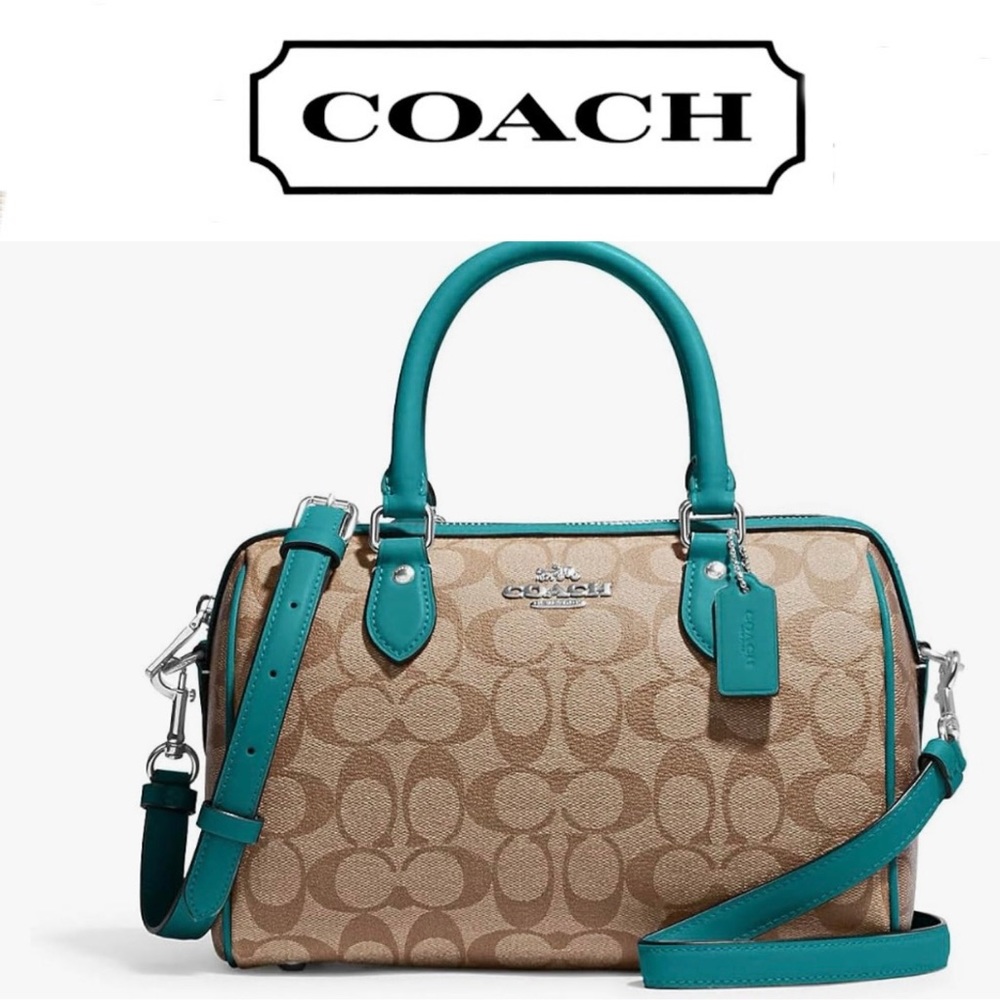 🆕 COACH Rowan Satchel Bag, Khaki/Teal